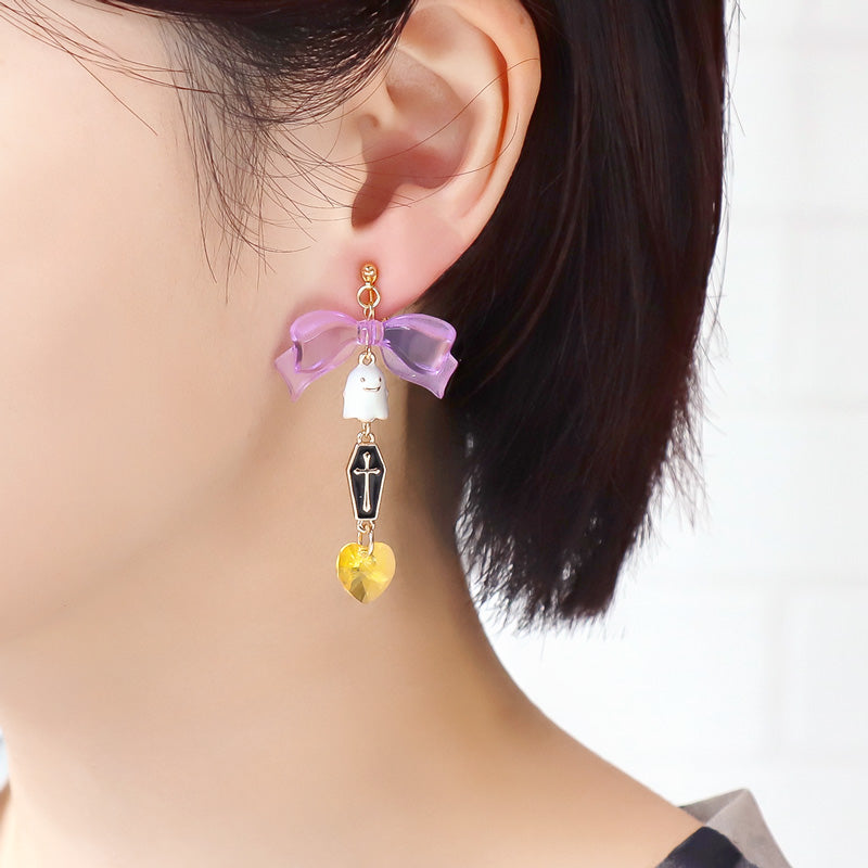 レシピNo.KR1252 ハロウィンチャームのポップイヤーアクセサリー3種