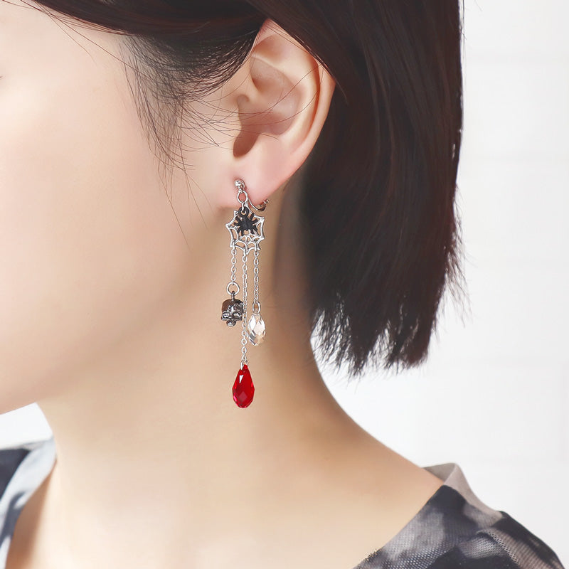 レシピNo.KR1253 ハロウィンチャームドクロのイヤーアクセサリー2種
