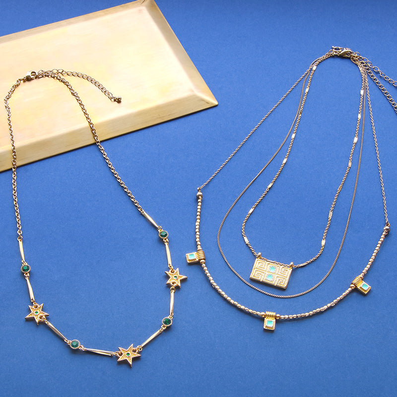 レシピNo.KR1255 ギリシャパーツのネックレス2種