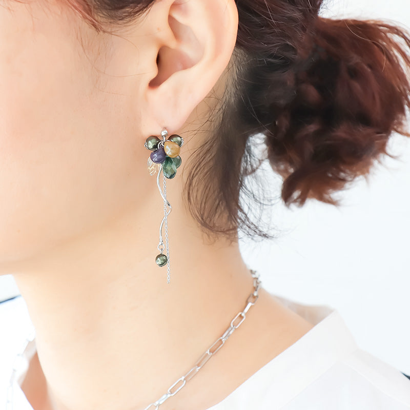 レシピNo.KR1263 ティアドロップビーズのマルチカラーネック&ピアス
