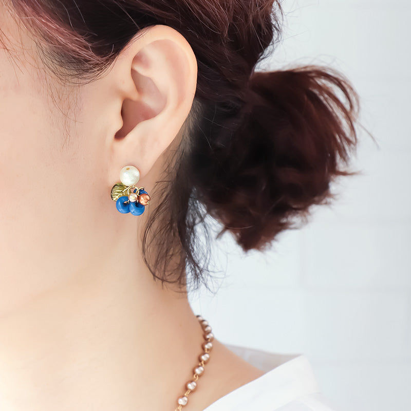 レシピNo.KR1264 ティアドロップビーズとパールのオータムネック&ピアス