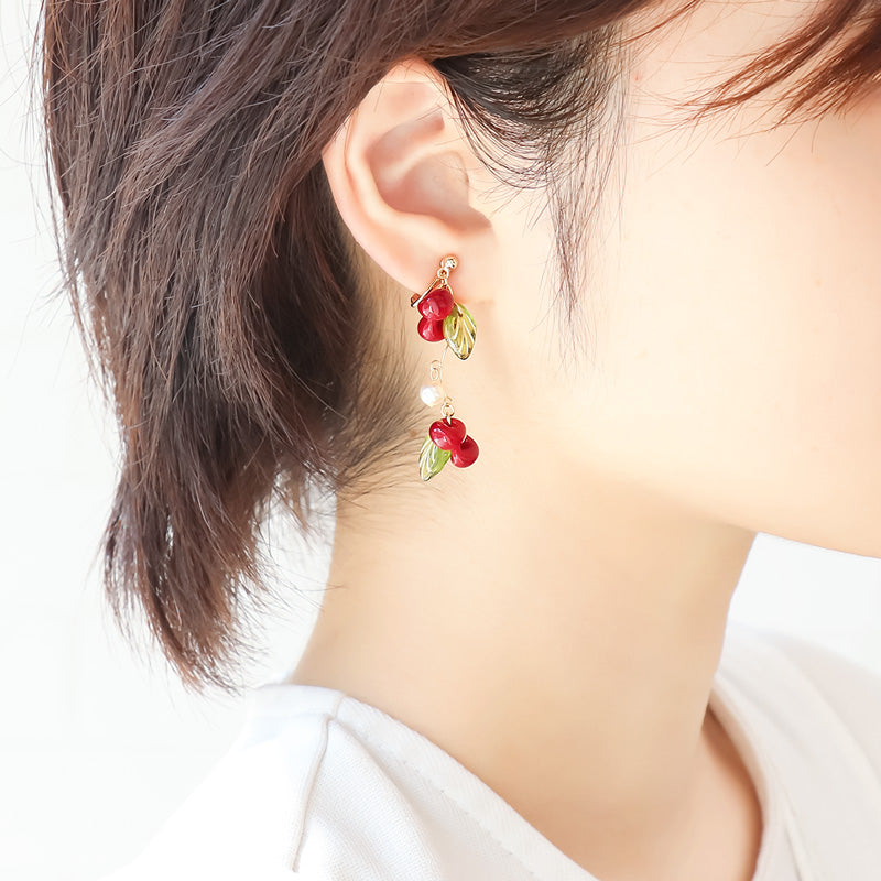 レシピNo.KR1265 ティアドロップビーズのベリーアクセサリー2種