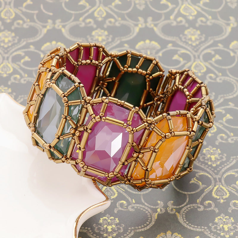 レシピNo.KR1267 貴和クリスタルの宝石編みブレスレット