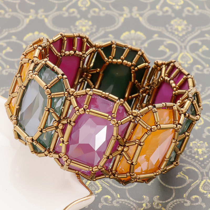 レシピNo.KR1267 貴和クリスタルの宝石編みブレスレット