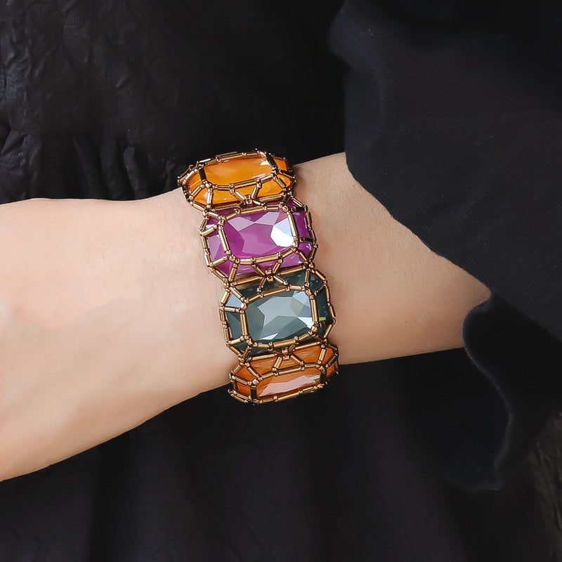 レシピNo.KR1267 貴和クリスタルの宝石編みブレスレット