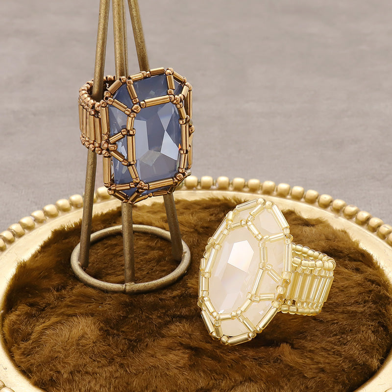 Recipe No.KR1269Kiwa crystals2 types of jewel woven rings