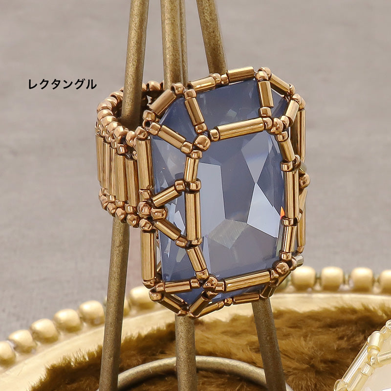 レシピNo.KR1269 貴和クリスタルの宝石編みリング2種
