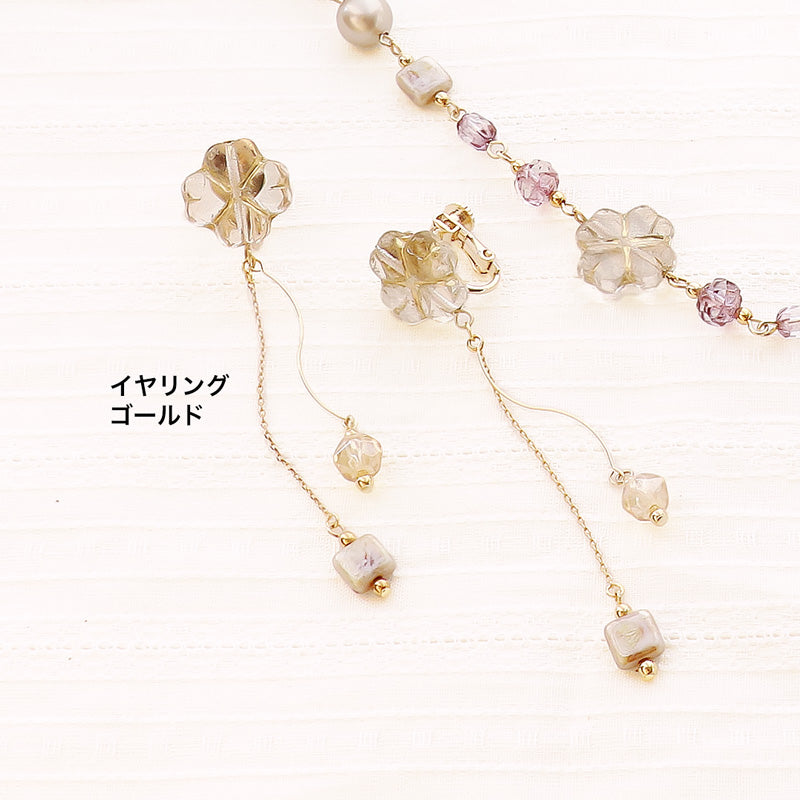レシピNo.KR1270 チェコビーズクローバーのアクセサリー2種