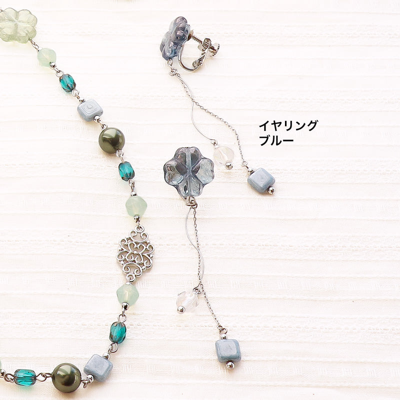レシピNo.KR1270 チェコビーズクローバーのアクセサリー2種