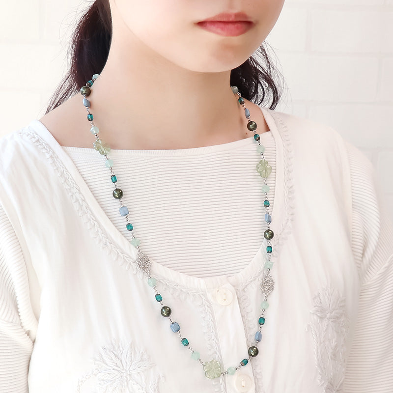 レシピNo.KR1270 チェコビーズクローバーのアクセサリー2種