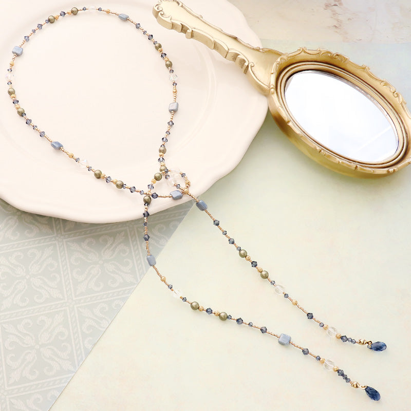 レシピNo.KR1271 チェコビーズの雪の雫ラリエット