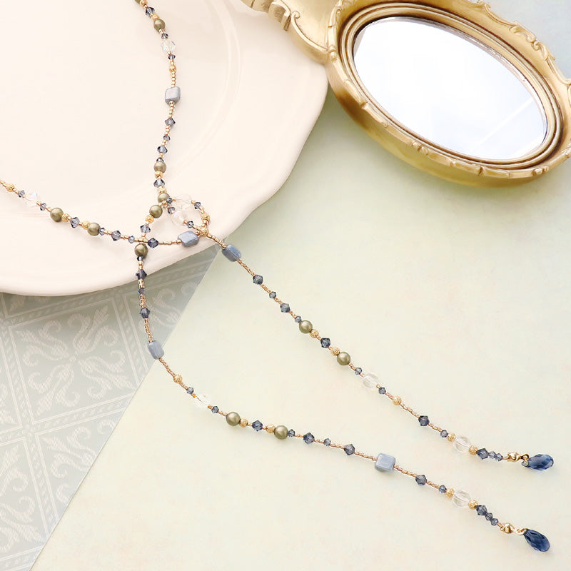 レシピNo.KR1271 チェコビーズの雪の雫ラリエット