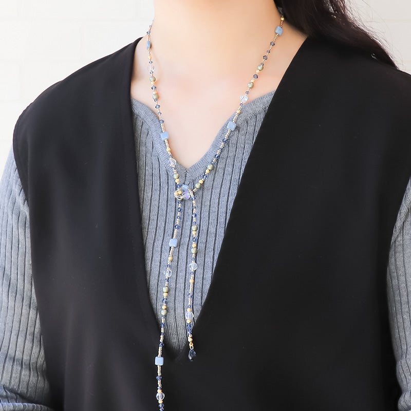 レシピNo.KR1271 チェコビーズの雪の雫ラリエット