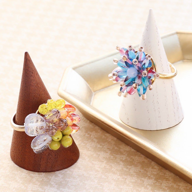 レシピNo.KR1273 チェコビーズの秋の彩りリング2種