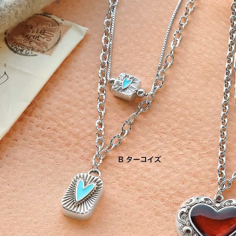 レシピNo.KR1276 ギリシャパーツのハートモチーフネックレス2種