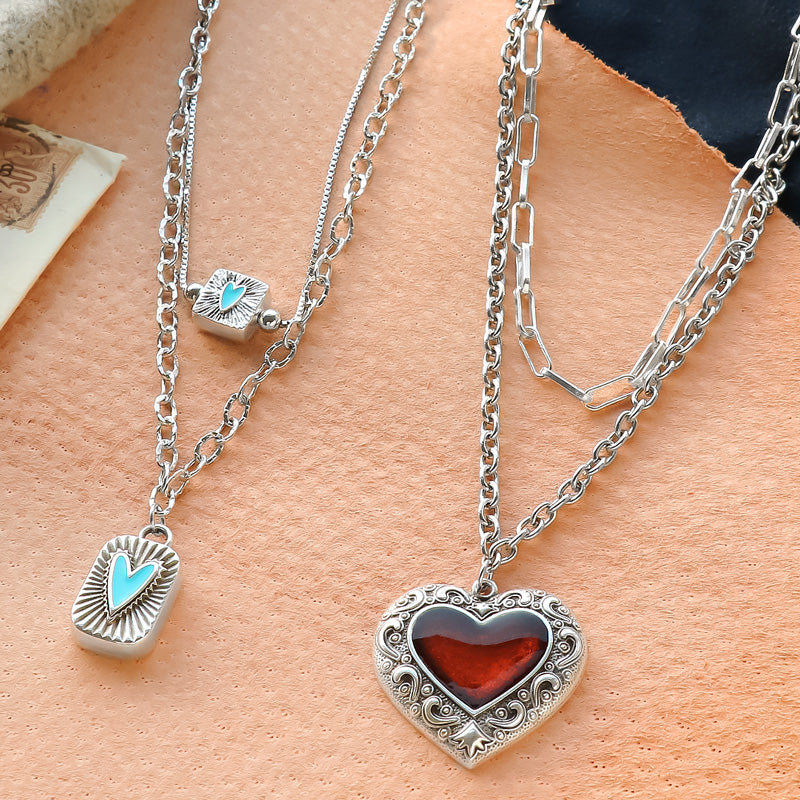 レシピNo.KR1276 ギリシャパーツのハートモチーフネックレス2種