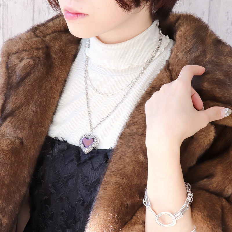 レシピNo.KR1276 ギリシャパーツのハートモチーフネックレス2種