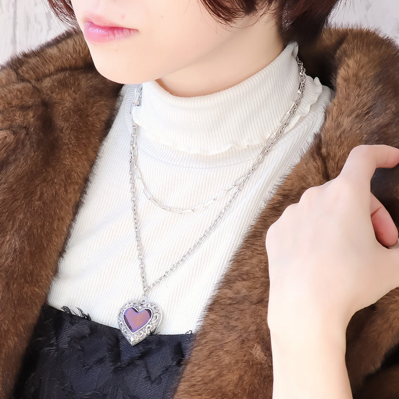 レシピNo.KR1276 ギリシャパーツのハートモチーフネックレス2種