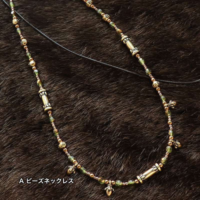 レシピNo.KR1277 ギリシャパーツのドングリモチーフネックレス2種