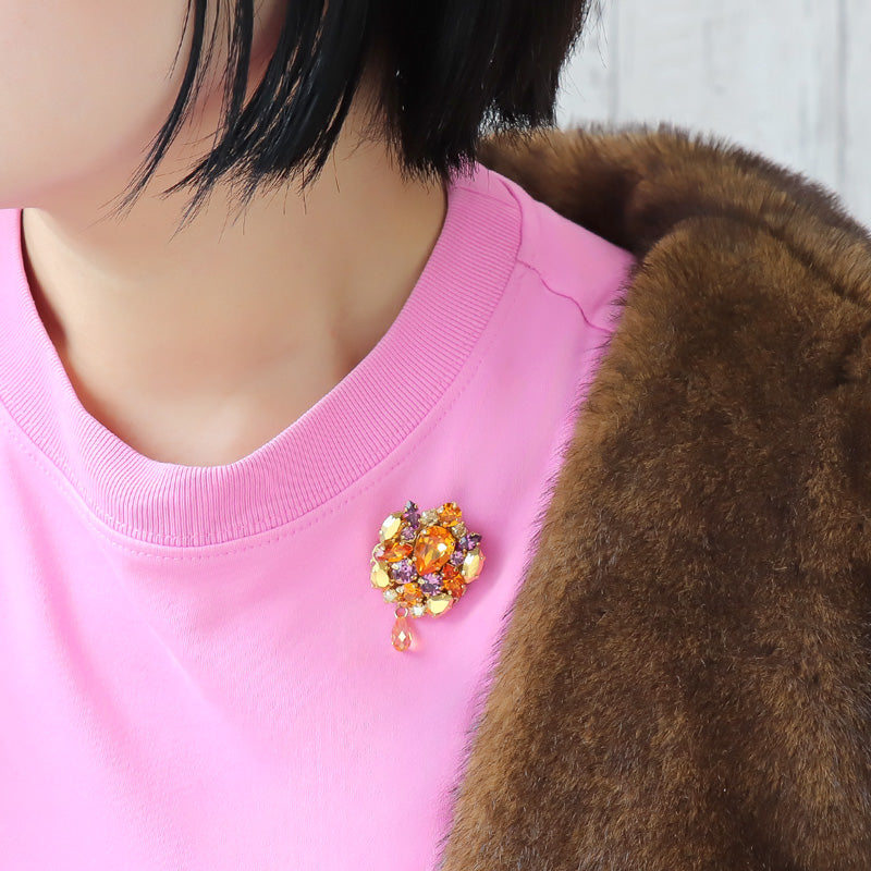 レシピNo.KR1281 貴和クリスタルのエレガントピアス&ブローチ