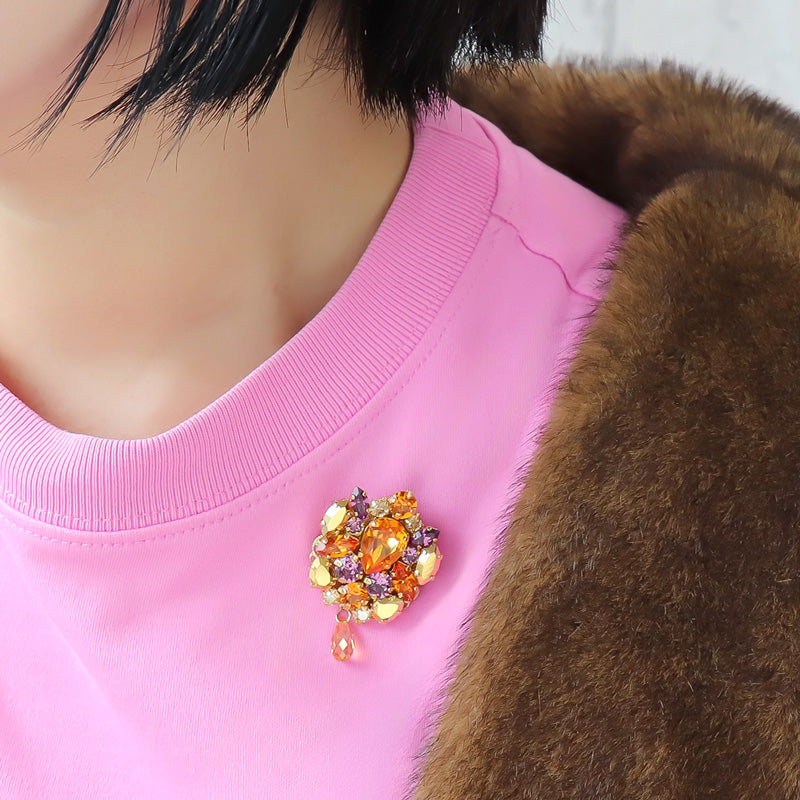 レシピNo.KR1281 貴和クリスタルのエレガントピアス&ブローチ