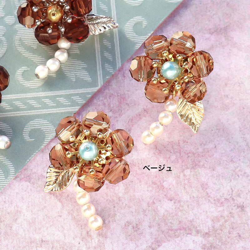 Recipe No.KR1282Kiwa crystalsflower earrings