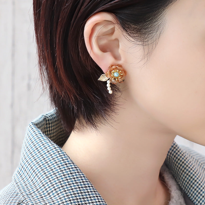 Recipe No.KR1282Kiwa crystalsflower earrings