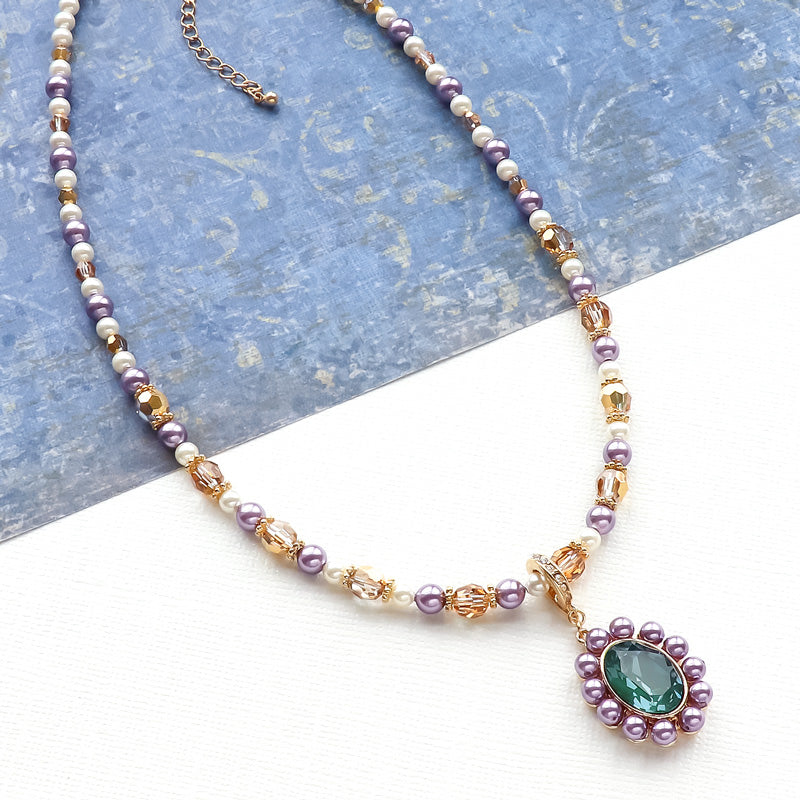 Recipe No.KR1284Kiwa crystalsoval top necklace
