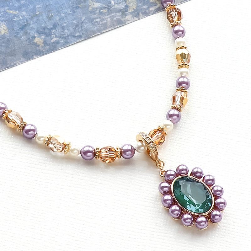 Recipe No.KR1284Kiwa crystalsoval top necklace