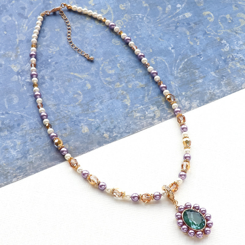 Recipe No.KR1284Kiwa crystalsoval top necklace