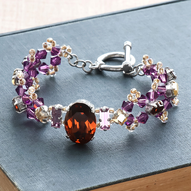 Recipe No.KR1286Kiwa crystalsbeaded crochet bracelet