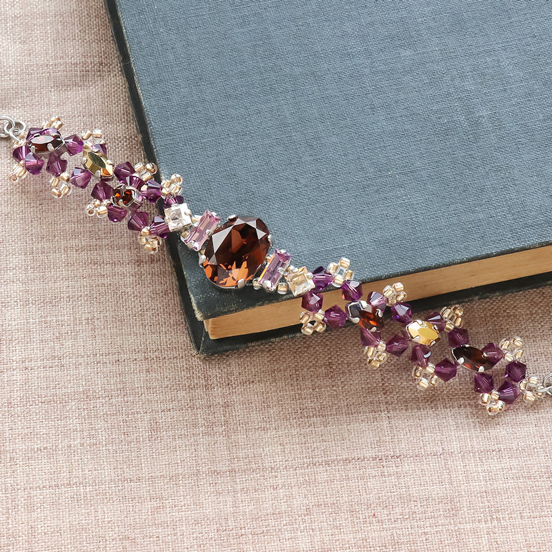 レシピNo.KR1286 貴和クリスタルのビーズ編みブレスレット