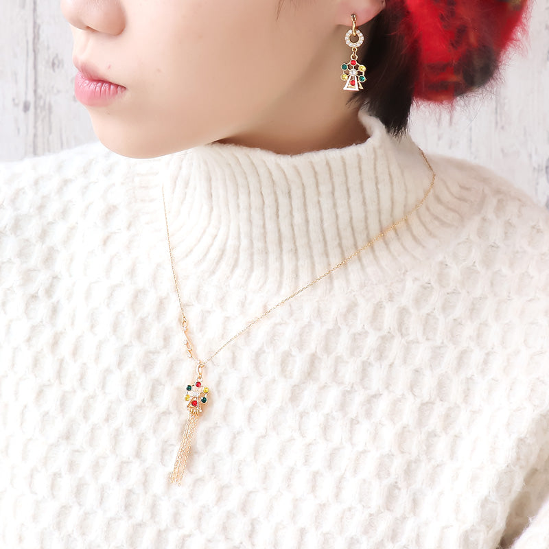 レシピNo.KR1290 石座チャーム観覧車のネック&ピアス2種