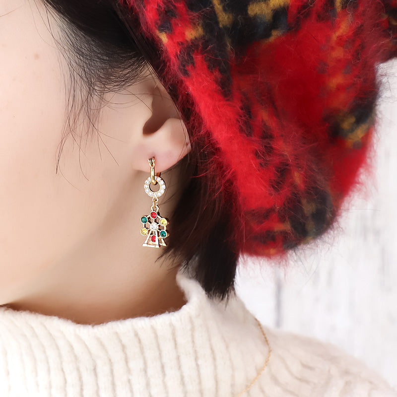 レシピNo.KR1290 石座チャーム観覧車のネック&ピアス2種