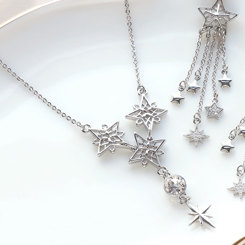 Recipe No.KR1293 Filigree star neck and earrings
