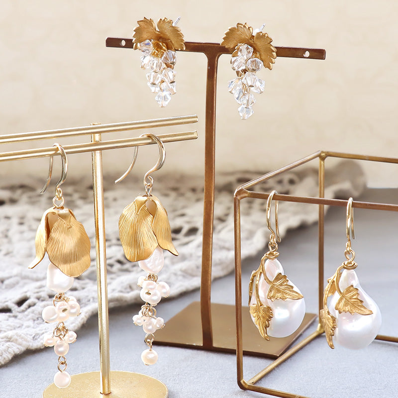 レシピNo.KR1295 アメリカチャームのボタニカルピアス3種