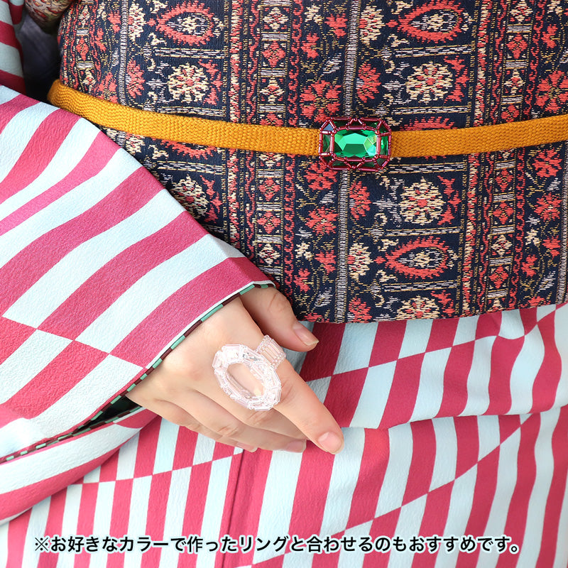 レシピNo.KR1301 貴和クリスタルの宝石編み帯留め2種