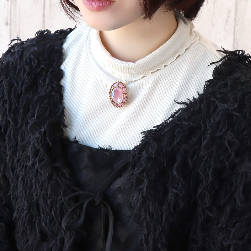 レシピNo.KR1302 貴和クリスタルの宝石編みブローチ2種