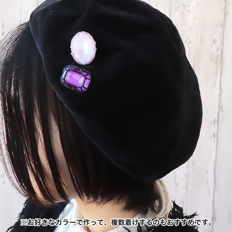 レシピNo.KR1302 貴和クリスタルの宝石編みブローチ2種