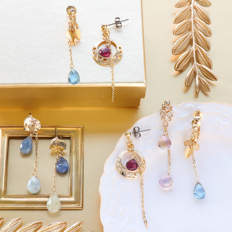 Recipe No.KR1303 4 types of ear accessories made of natural stone custom parts