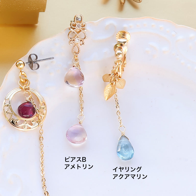 レシピNo.KR1303 天然石カスタムパーツのイヤーアクセサリー4種