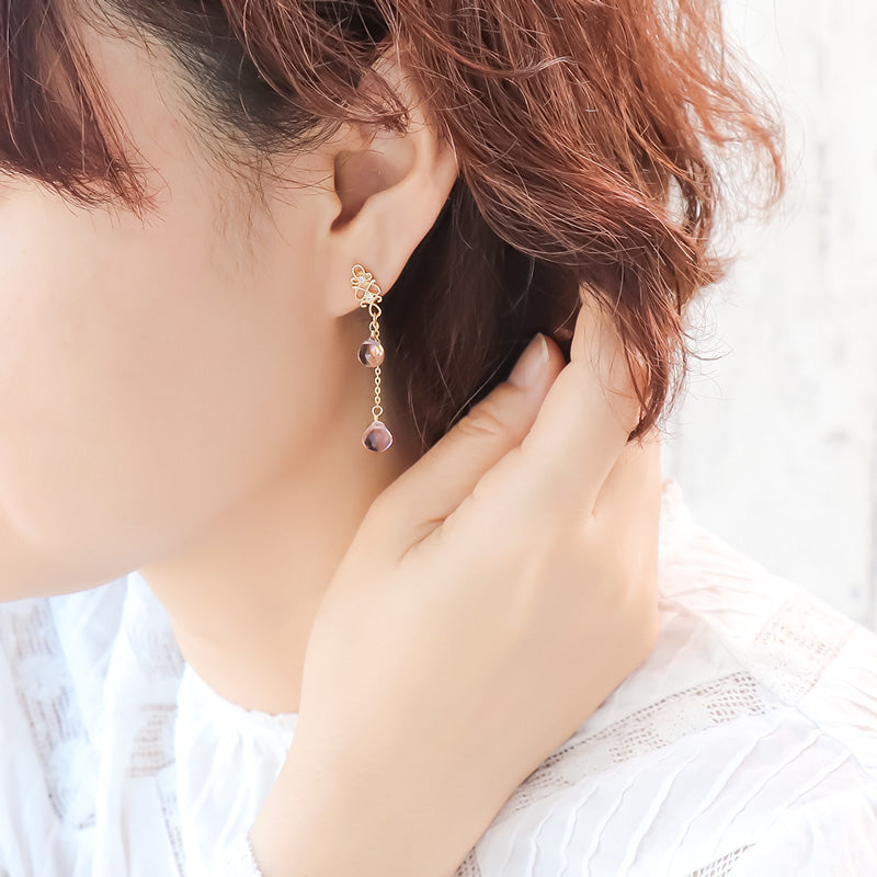 レシピNo.KR1303 天然石カスタムパーツのイヤーアクセサリー4種