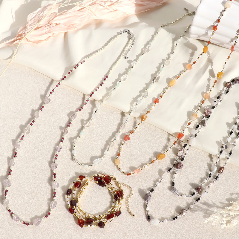 レシピNo.KR1305 天然石の2Wayネックレス3種