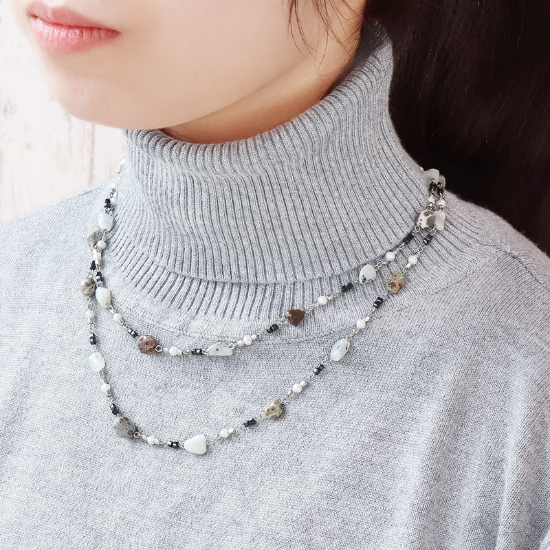 レシピNo.KR1305 天然石の2Wayネックレス3種