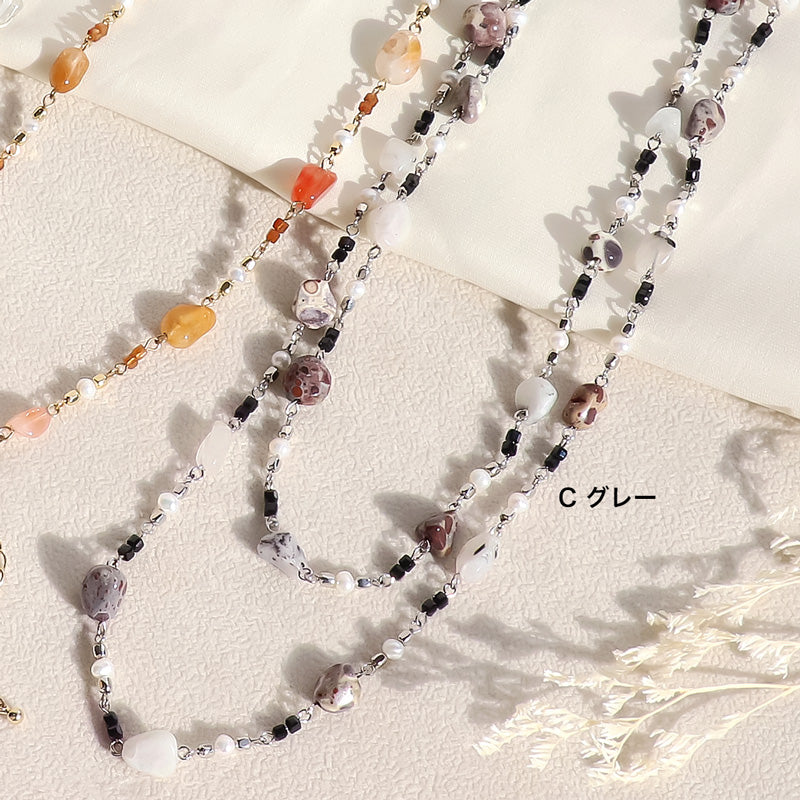 レシピNo.KR1305 天然石の2Wayネックレス3種