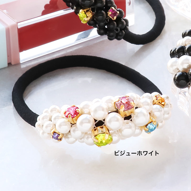 レシピNo.KR1314 貴和クリスタルのアーチヘアゴム2種