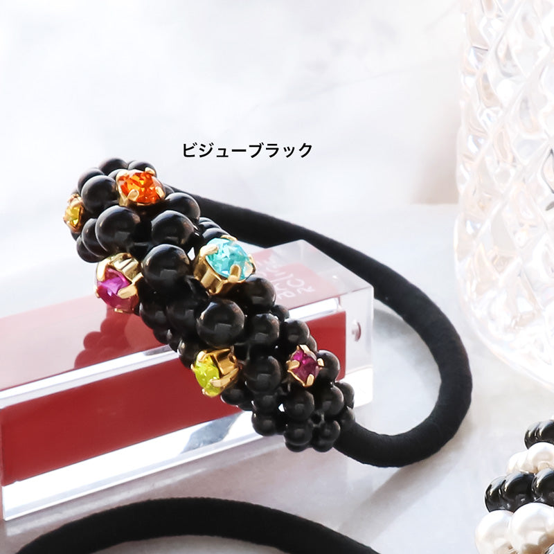 レシピNo.KR1314 貴和クリスタルのアーチヘアゴム2種