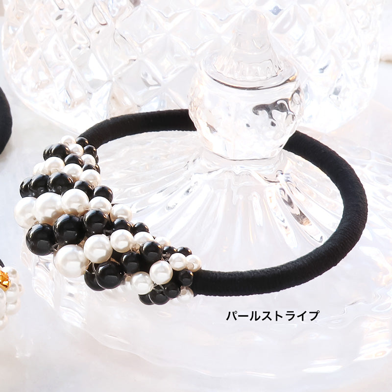 レシピNo.KR1314 貴和クリスタルのアーチヘアゴム2種