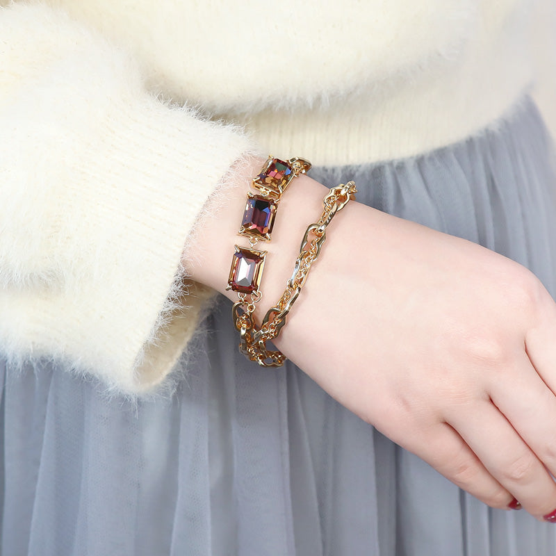 Recipe No.KR1315Kiwa crystals2 types of rectangle bijou bracelets