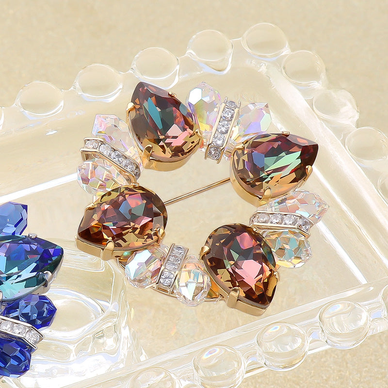 レシピNo.KR1316 貴和クリスタルのドロップリングブローチ